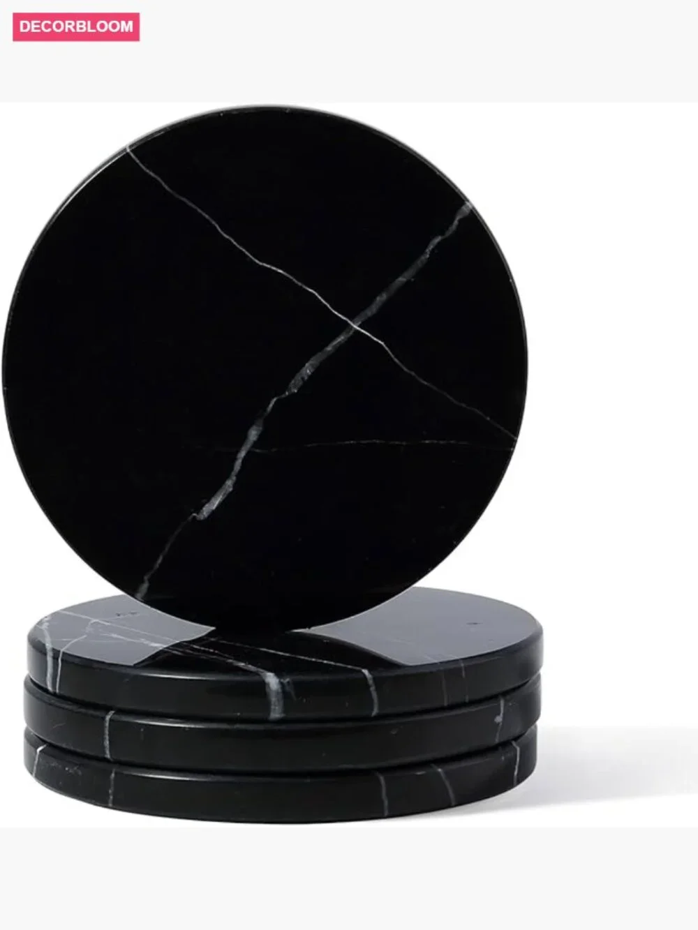 Set of 4 Natural Stone Round Coasters - Heat Resistant Bar